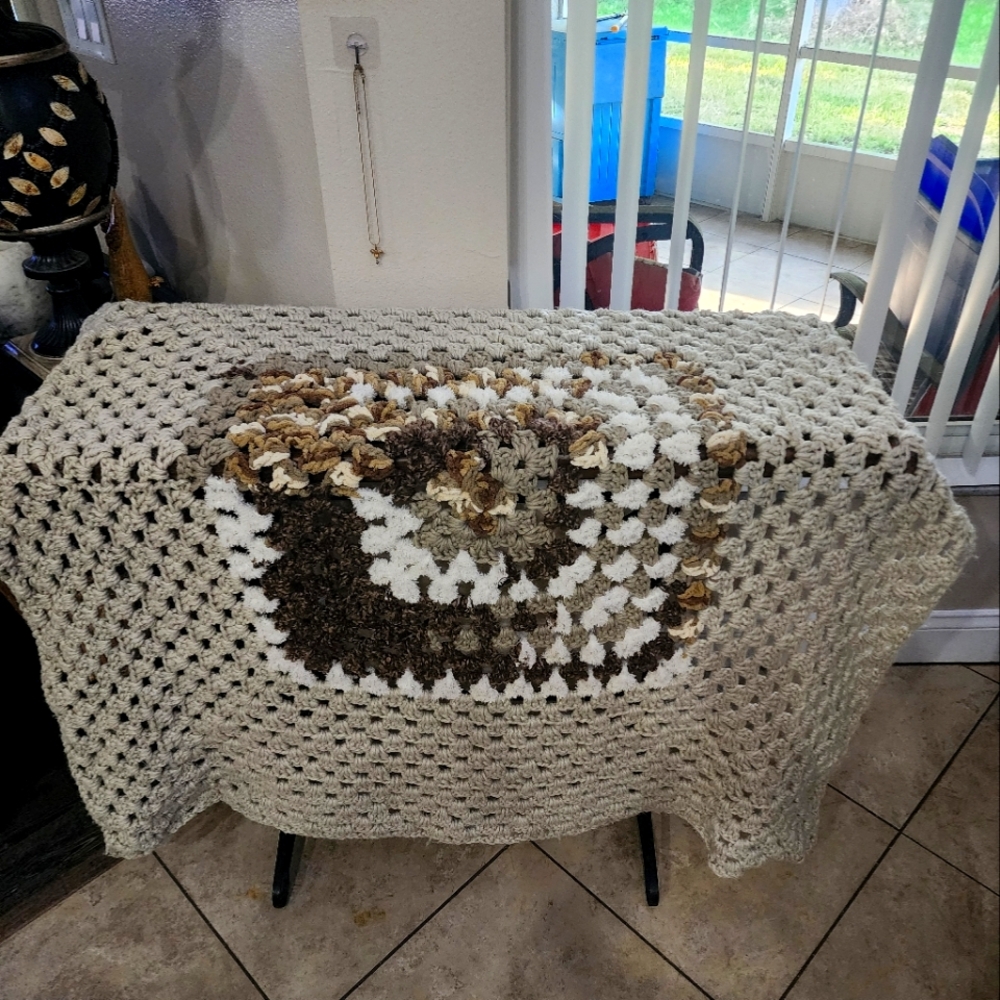 Handmade Granny Square Throw in Neutral tones for any room